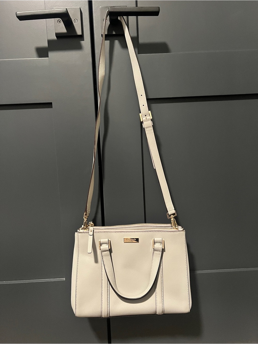 NWOT Kate Spade Saffiano Newbury Lane satchel/crossbody bag light gray - Picture 10 of 12